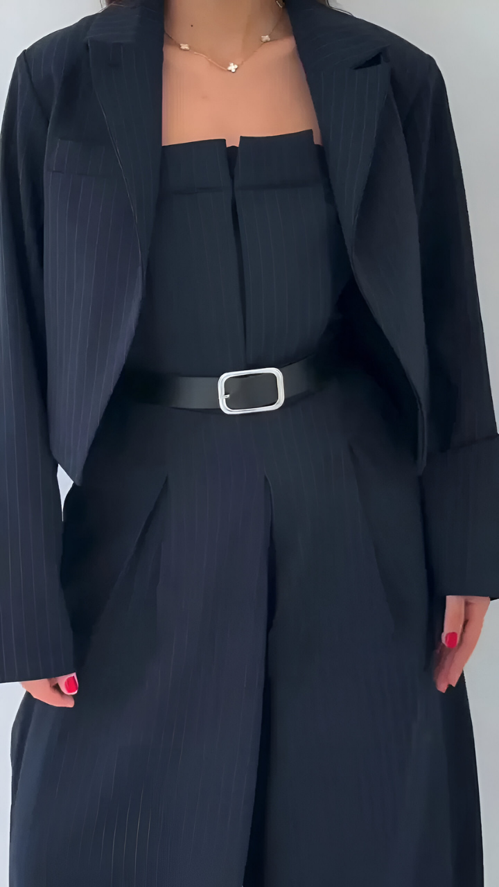 Zara™ | Tweedelige Set met Wijde Broek en Cropped Blazer