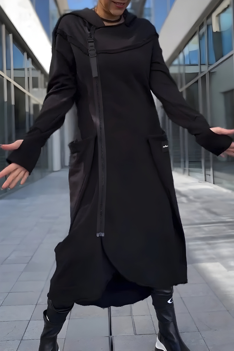 Estelle™ | Lange Hoodie Jurk met Ritssluiting