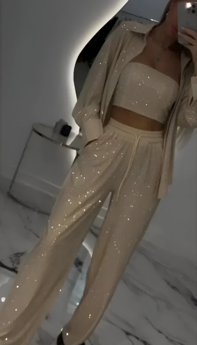 Nola™ | Moderne pailletten 3-delige lounge set