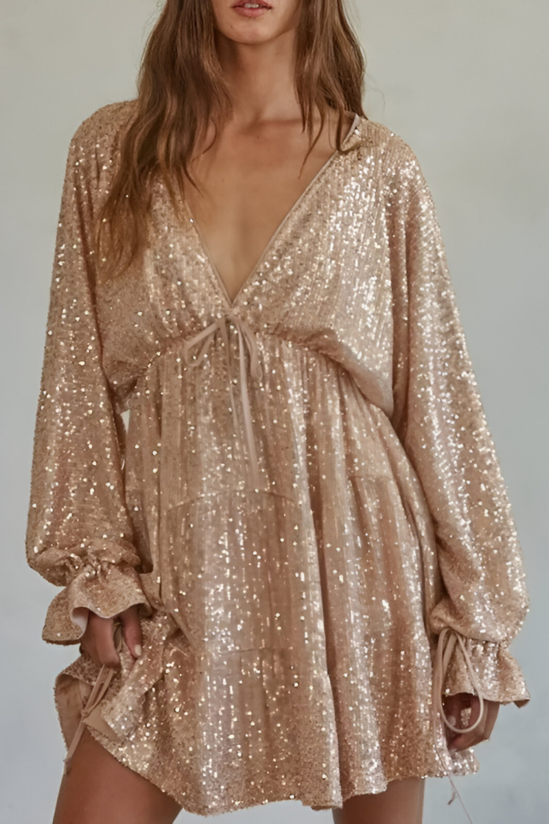 Livya™ | Elegante Pailletten Plissé Jurk