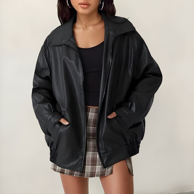 Mira™ | Stijlvolle oversized leren jas