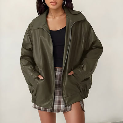 Mira™ | Stijlvolle oversized leren jas