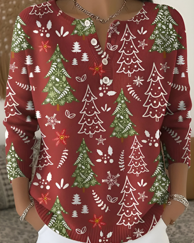 Emy™ | Feestelijke Kerstprint Top