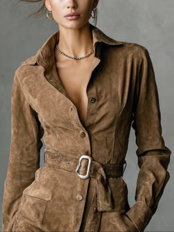 Nalea™ | Moderne faux suède wikkeljurk