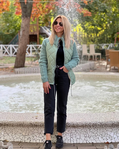 Emma™ | Dames patchwork gebreid vest/jas