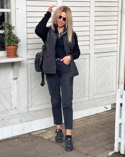 Emma™ | Dames patchwork gebreid vest/jas