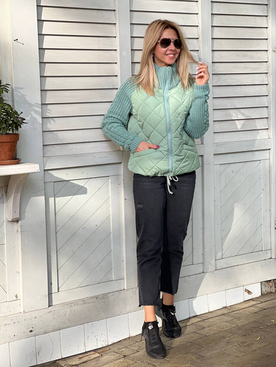 Emma™ | Dames patchwork gebreid vest/jas