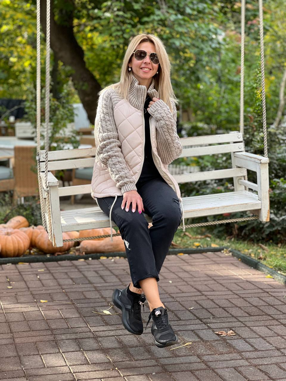 Emma™ | Dames patchwork gebreid vest/jas